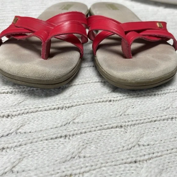 Women’s sz 8.5 red Sunjuns Sharons G. H. Bass & Co leather thong good condition - Picture 10 of 11